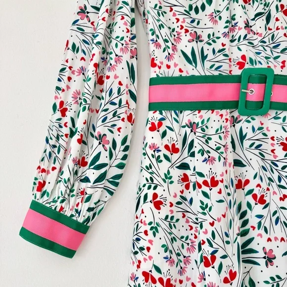 Boden Victoria Midi Dress in Floral Garden Party, Contrasting Belt Size 10 - Picture 7 of 16